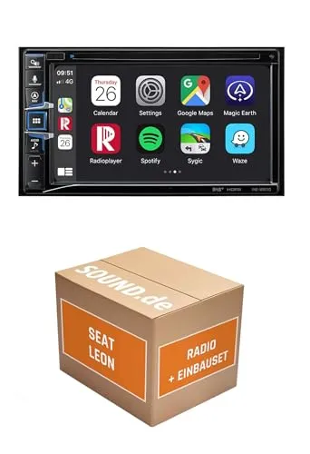 Autoradio Einbaupaket für Alpine INE-W611D kompatibel mit Seat Leon II 1P + Facelift | Navigationssystem CD-/DVD-Laufwerk