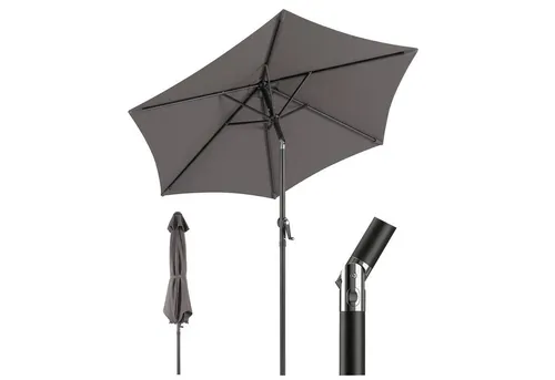 Sekey Sonnenschirm 200cm mit Kurbel und Knickfunktion in grau von Sekey
