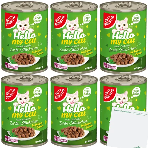 Gut&Günstig Hello my Cat Zarte Stücke mit Truthahn in feiner Sauce 6x415g usy