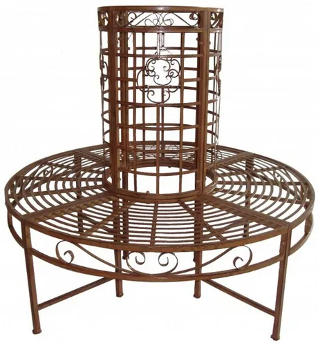 Gravidus Gartenbank Baumbank 360° aus Metall - Rost-Bronze Optik - Sitzbänke - elegante 360° Baumbank aus robustem Metall mit liebevollen Verzierungen, ideal für den Außenbereich und belastbar bis 150 kg.