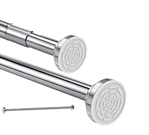 HIKENRI Teleskopstange Vorhangstange 120cm-215cm Duschvorhangstange ohne Bohren aus Edelstahl| ausziehbare Kleiderstange durch Drehen verstellbar, sicherer Halt für Dusche und Badewanne120 bis 215cm