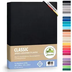 leevitex® Spannbettlaken Spannbettlaken, Mako-Jersey, Gummizug: rundum, (1 Stück), OEKO-TEX® STANDARD 100 zertifiziert schwarz 180-200 cm x 200-220 cm