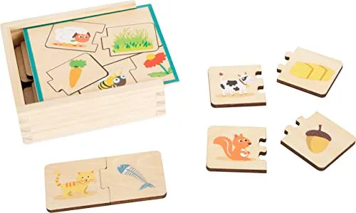 small foot Lernspiel Holzpuzzle Tiere füttern, Motorik-und Lernspielzeug aus Holz, 3 in 1, ab 3 Jahre 11731