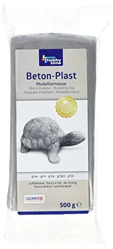 Glorex 6 1780 730 - Beton-Plast, 500 g in betongrau, lufthärtende Modelliermasse mit Beton-Optik, gebrauchsfertig mit einfacher Handhabung