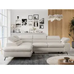 Ecksofa Sofa Beige, Wohnlandschaft L-Form mit Schlaffunktion und Bettkasten, Schlafsofa mit Bettkasten, Sofa mit Einstellbare Kopfstützen, Peter L... - Beige