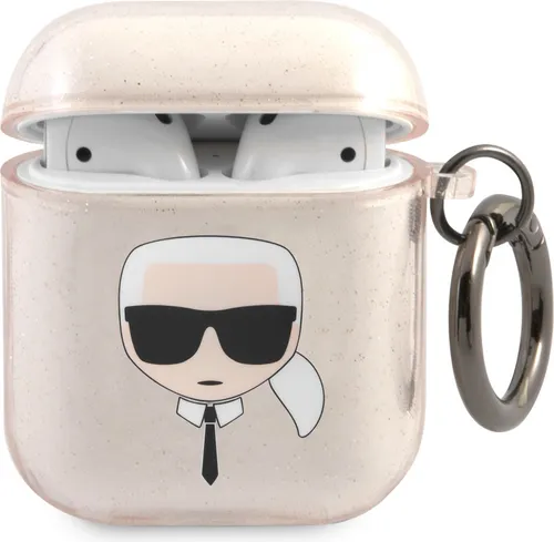 Karl Lagerfeld KLA2UKHGD AirPods Hülle Gold Glitter Karl`s Head