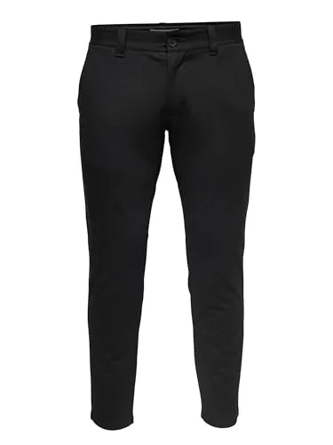 ONLY & SONS Herren Hose 22010209 Black 31-34 - Wanderhosen aus 64% Viskosefaser, bieten hohen Tragekomfort und Flexibilität für Outdoor-Aktivitäten.