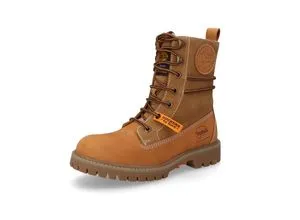 Dockers by Gerli Damen Schnürboots - Warm gefütterte Stiefel in Hellbraun - Wanderschuhe mit Leder-Obermaterial und warmem Textilfutter, ideal für kalte Tage. Profilierte Synthetiksohle für sicheren Halt und Komfort.