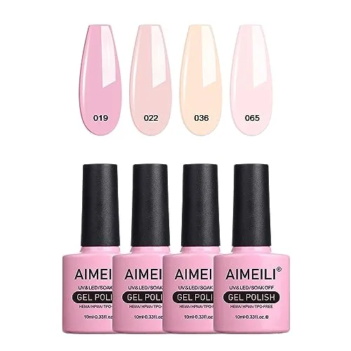 AIMEILI UV LED Gellack mehrfarbig ablösbarer Gel Nagellack Pastell Gel Nail Polish Set - 4 x 10ml - Kit Nummer 17