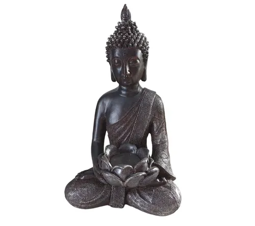Thai Buddha Teelichthalter 30 cm in braun von Aspinaworld