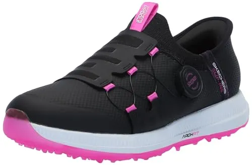 Skechers GO GOLF Elite 5 Slip-ins - Damen Golfschuh in Schwarz/Rosa - Sonstige Sportschuhe mit Hands Free Slip-ins™ für einfaches Anziehen und herausnehmbarer Innensohle für individuellen Komfort. Wasserdicht und mit hervorragender Traktion dank Skechers GRIPFLEX.