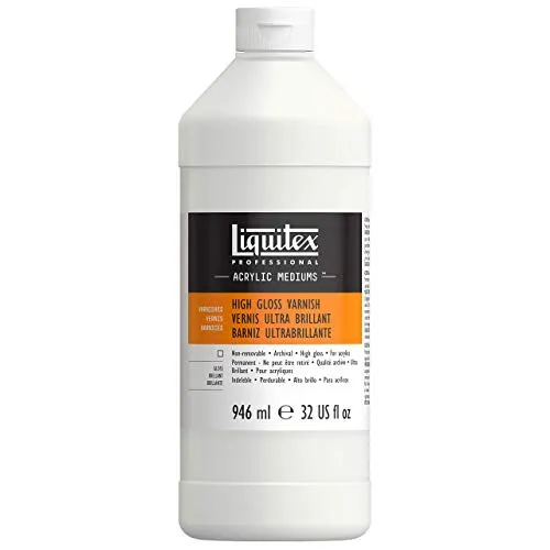Liquitex 126632 Professional hochglänzender Firnis für Öl- und Acrylfarben, hochelastisch, universell einsetzbarer Schlussfirnis in Archivqualität - 946ml Flasche, Transparent