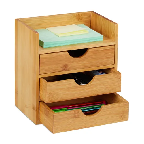 Schreibtisch organizer Schubladenbox Tischorganizer 3 Schubladen Bambus 1,3 kg