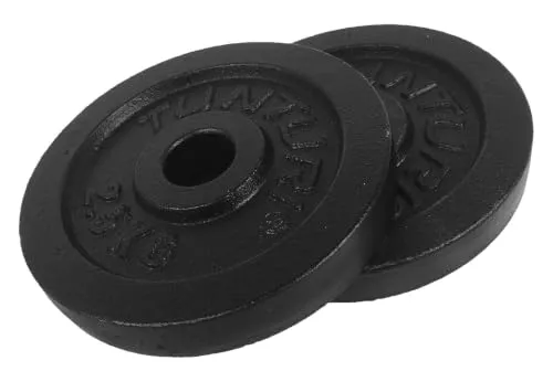 Tunturi Gewichte für Hanteln 2 x 2,5 kg, Hantelgewichte für 30 mm, Gusseisen