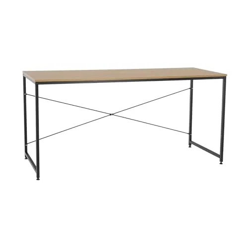 nabbi Schreibtisch 150x60 cm - Industriell Stil Computertisch, Schwarzer PC Tisch mit Holzoptik, Möbel für Arbeitszimmer & Büro, Bürotisch Klein, Modern, Einfaches Design in Schwarz, Desk MELLORA