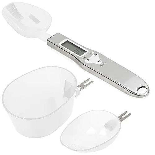 Rosenstein & Söhne Wiegelöffel: Digitale Löffel-Waage mit 3 Aufsätzen - Digitale Küchenwaage mit präziser 0,1 g Abweichung und max. 500 g Tragkraft. Ideal für Gewürze und kleine Mengen. Inklusive 3 abnehmbaren Löffeln (25, 45, 150 ml) für flexibles Abwiegen.