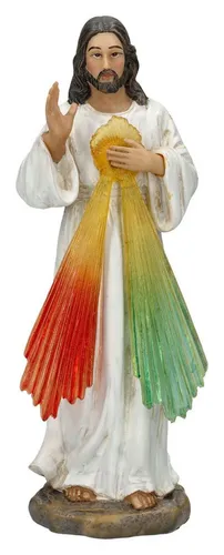 Jesus Göttliche Barmherzigkeit Figur - 15cm Handbemalt aus Resin - Sammlerfigur mit detailreicher Handbemalung und symbolischen Strahlen, die Jesu barmherzige Liebe darstellen. Ideal für Andachtsräume oder als besonderes Geschenk für Glaubensgemeinschaften.