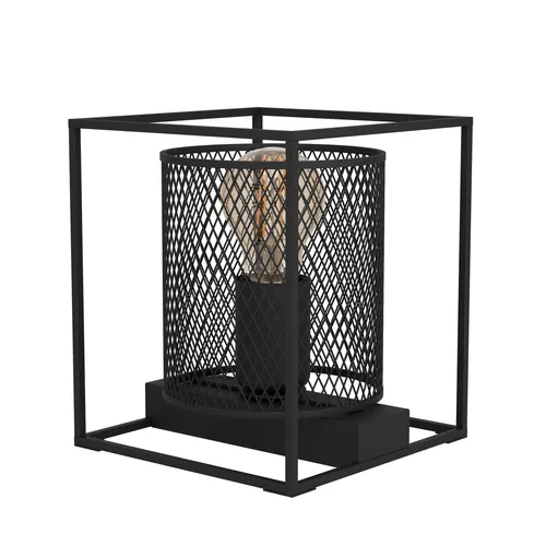 Eglo Tischleuchte Schwarz, Rechteckig - Moderne Tischleuchte aus Metall mit Kippschalter, ideal für stilvolle Innenbeleuchtung. Kompakt in der Größe 16.5x19x16.5 cm und perfekt für jeden Raum.