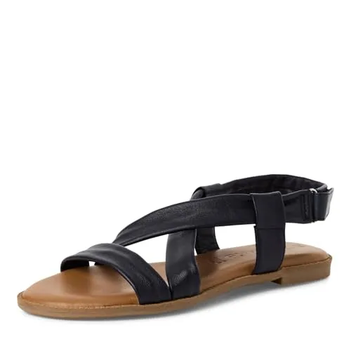 Riemchensandale TAMARIS, Damen, Gr. 39, blau (navy) - Wanderschuhe, hochwertige Leder-Sandalette mit praktischem Klettverschluss und gepolsterter Innensohle für optimalen Tragekomfort im Sommer.