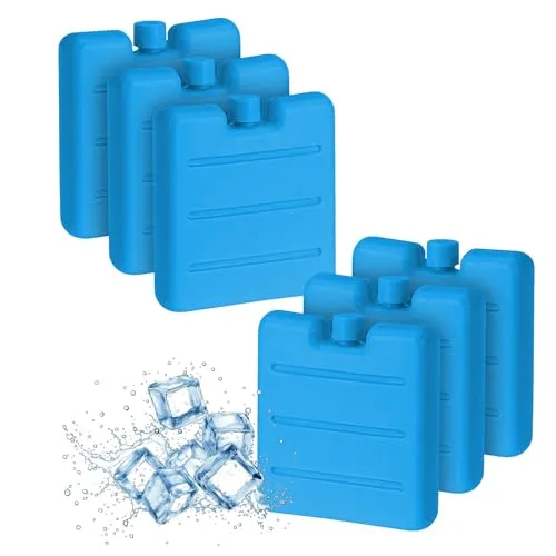 Mini Kühlakkus 6er Set blau - je 8 x 7 cm / 120 ml - Kleine Kühl Elemente mit flachem Design - Kühlpack für Brotdose Lunchbox Kühltasche Camping Picknick Schule