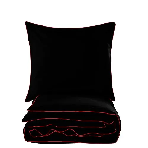 Cotton Market Bettwäsche 200x200 cm - Bettwäsche Baumwoll-Mikrofaser - Bettwäsche-Sets 2 Teilig - Bettbezug 200x200 cm und 2 Kissenbezug 70x80 cm - Schwarz