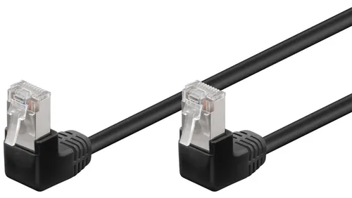 CAT 5e Kabel łączący 2x 90 pod kątem,F/UTP, Czarny - Długość kabla 2 m