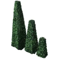 vidaXL Buchsbaum 3er Set Deko Kunstpflanze - Künstliche Pflanzen, naturgetreue Buchsbaum-Pyramiden, witterungsbeständig und ideal zur Verschönerung von Innenräumen und Gärten.