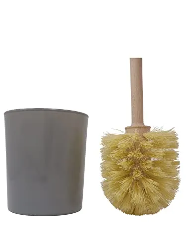 WALDKRAFT Klobürste Blackforest | WC-Bürste aus Buchenholz und Naturfasern | Kokos- oder Fibreborsten | Toilettenbürste Holzgriff (1, Set Fibre grau)