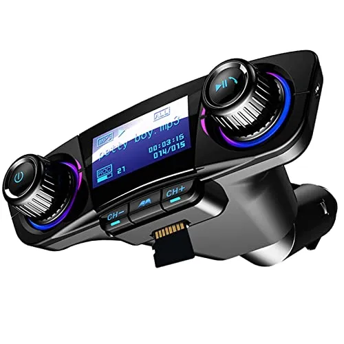 Bluetooth FM Transmitter Auto - MP3-Player mit Dual USB & AUX - FM-Transmitter mit klarem Klang und Freisprechfunktion, ideal für sicheres Fahren. Universelle Kompatibilität und großes LCD-Display für einfache Nutzung.