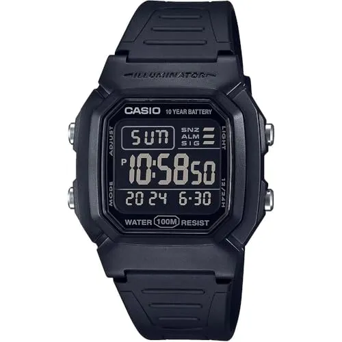 Casio Herren Digital Quarz Uhr W-800H-1B - Armbanduhren für Herren, wasserdicht bis 100 m und mit automatischem Kalender bis 2099 für zuverlässige Zeitmessung und vielseitige Nutzung.