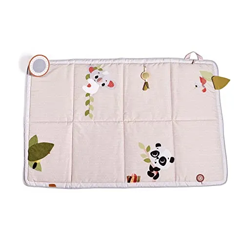 Tiny Love Super Mat, Spielmatte Baby, faltbare Spieldecke (150 x 100 cm), 0+ Monate, 6 Aktivitäten, Krabbeldecke Baby, Spiegel, Holzrassel, Knisterspielzeug, 12 Meilensteinkarten, Boho Chic