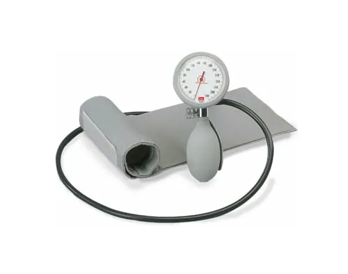 boso K1 Mechanisches Blutdruckmessgerät mit Klettenmanschette & Aufbewahrungstasche grau
