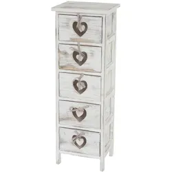 MCW Kommode Sues-5, 5 Schubladen mit Herzornamenten in weiß von MCW