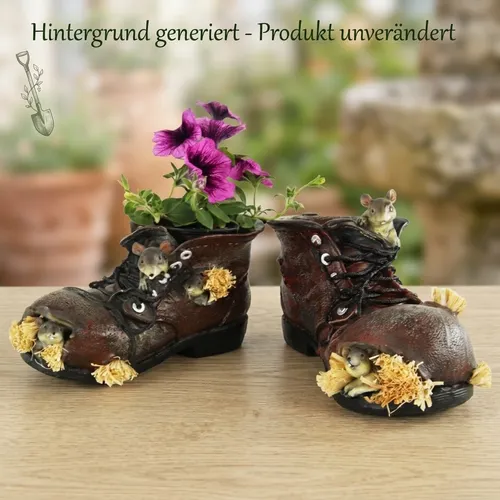 Verspielter Pflanzschuh mit niedlichen Mäusen von Eurosouvnir