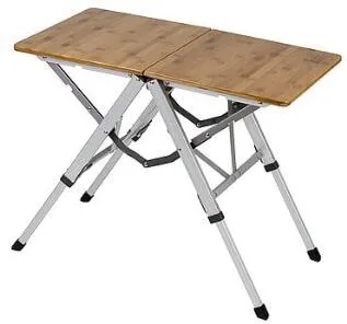BO-CAMP Klapptisch Alu Bambus - Verstellbar & Faltbar - Camping-Möbel mit wasserdichter Bambusplatte, höhenverstellbar und kompakt faltbar für optimale Flexibilität beim Camping, Outdoor und Freizeit.