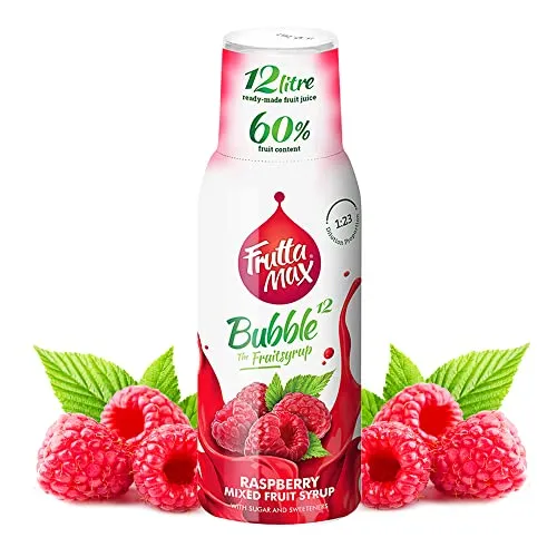 FruttaMax Himbeere Getränkesirup Frucht-sirup Konzentrat | weniger Zucker | mit 60% Fruchtanteil | für Soda Maschine geeignet 500ml
