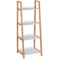 WENKO Regal Finja aus Bambus - 4 Etagen für Bad und Wohnbereich - Standregal im modernen Scandi-Style aus umweltfreundlichem Bambus, ideal für Kosmetik und Handtücher, mit 4 robusten Ablagen und einer maximalen Belastbarkeit von 20 kg.