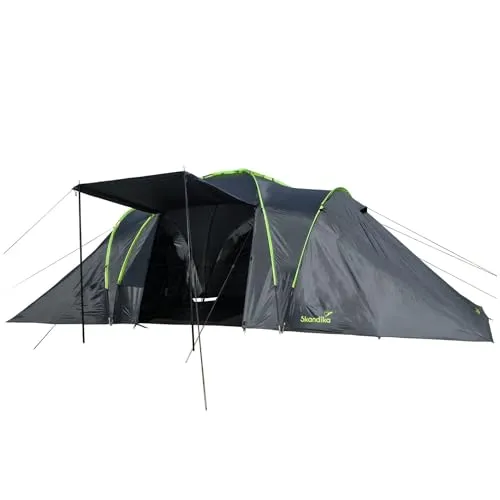Skandika Kuppelzelt Daytona XXL - Geräumiges Familienzelt für 6 Personen - Kuppelzelt mit 3 Schlafkabinen, 3000 mm Wassersäule und 195 cm Stehhöhe, ideal für Familien-Camping und Outdoor-Abenteuer.