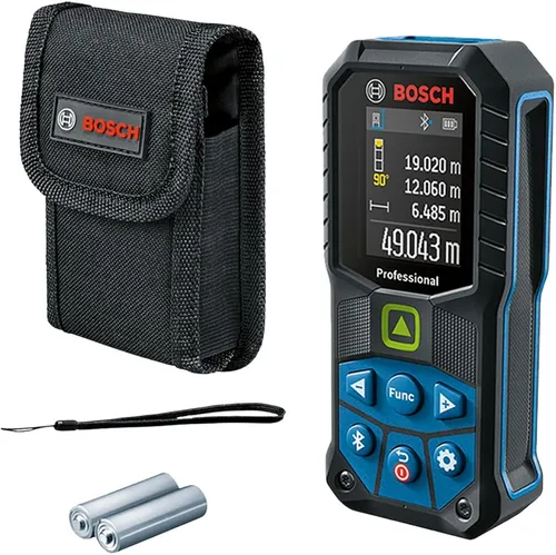 Bosch Laser-Entfernungsmesser GLM 50-27 CG - Messgeräte mit 50m Messbereich, Bluetooth und beleuchtetem Farbdisplay. Ideal für präzise Messungen und einfache Datenübertragung in der MeasureOn App.