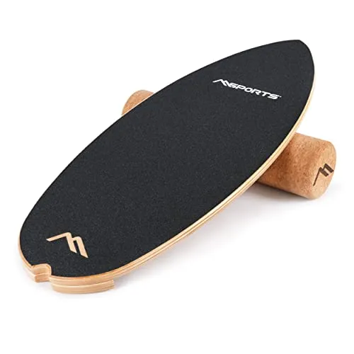 MSPORTS Balance Board aus Holz – Surf Balance Trainer für Gleichgewicht, Core-Training & Physiotherapie – Rutschfeste Oberfläche, Robust & Langlebig – Fitnessboard für Erwachsene & Kinder