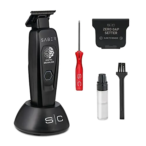Stylecraft Saber Trimmer Black - Präziser Haarschnitt - Haarscherer mit bürstenlosem Digitalmotor und hypoallergener Gold Titanium Klinge für präzise Schnitte. 180 Minuten Laufzeit und modernes Design für höchsten Komfort.