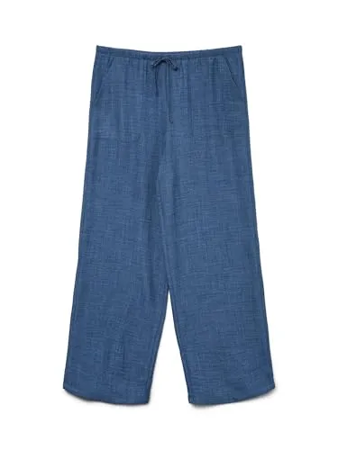 Vero Moda VMMELANEY HW LOOSE PANT, Dunkelblaue Schlupfhose mit Melange-Detail - Modische Jogginghose aus 100% Polyester, pflegeleicht und schnell trocknend. Ideal für lässige Outfits mit hohem Tragekomfort.