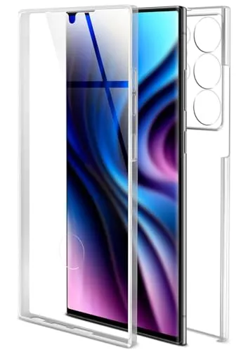 ONEFLOW Touch Case für Samsung Galaxy S23 Ultra Hülle 360 Grad Komplett Schutz beidseitig, Handyhülle mit Displayschutz, TPU Schutzhülle durchsichtig vorne und hinten stoßfest, Klar