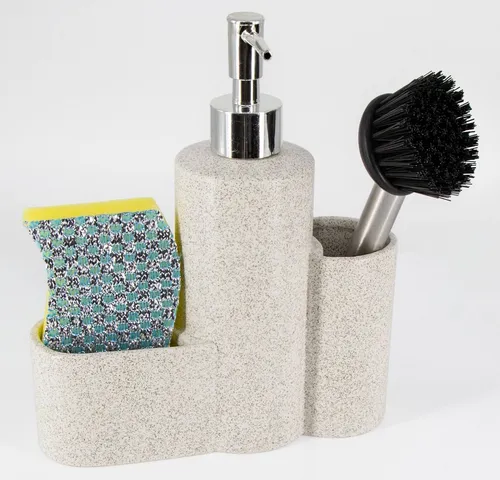 KVOTA Spülmittelspender Küchen-Organizer Set: Spender 200 ml mit Schwamm und Bürste., (3-teilig, Küchenorganizer)
