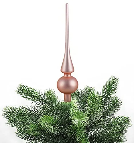 JACK Christbaumspitze Echt Glas 26 x 6 cm Matt Glanz Weihnachtsbaum Spitze Baumspitze Christbaumschmuck Deko, Farbe:Candy Pink Matt