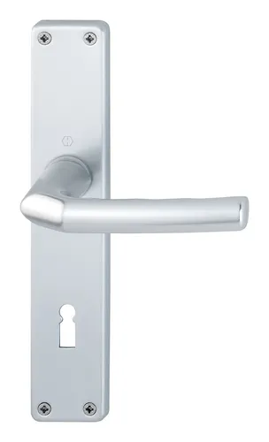 Hoppe Birmingham Aluminium-Langschild-Türgriff-Garnitur 1117/202SP - Türsicherungen: Robuste und elegante silberfarbene Garnitur für Innentüren, ideal für einen modernen Look und hohe Sicherheit.