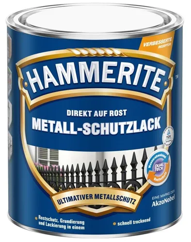 Hammerite Metallschutzlack Glänzend Silber 750ml - Hochgradig witterungs- und UV-beständiger Lack für direkten Rostschutz, hohe Schlag- und Kratzfestigkeit – ideal für langlebige Metalloberflächen.