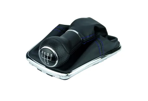 L & P Car Design Schalthebel Schaltsack Blau Schaltknauf Auto f. VW Golf 4 IV Bora m. Chrom 23 mm (Set, 1 St., Schaltknauf + Schaltsack + Rahmen), Plug&Play Montage