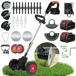 1200W Akku-Rasentrimmer mit 2× 4000mAh Akkus – Bürstenloser Motor für effiziente Gartenpflege
