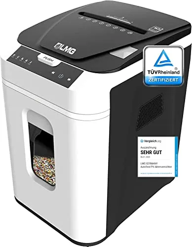 LMG AUTO180P4 Aktenvernichter - Partikelschnitt P-4, 4 x 12 mm, bis 180 Blatt, leise und ideal für Großraumbüros